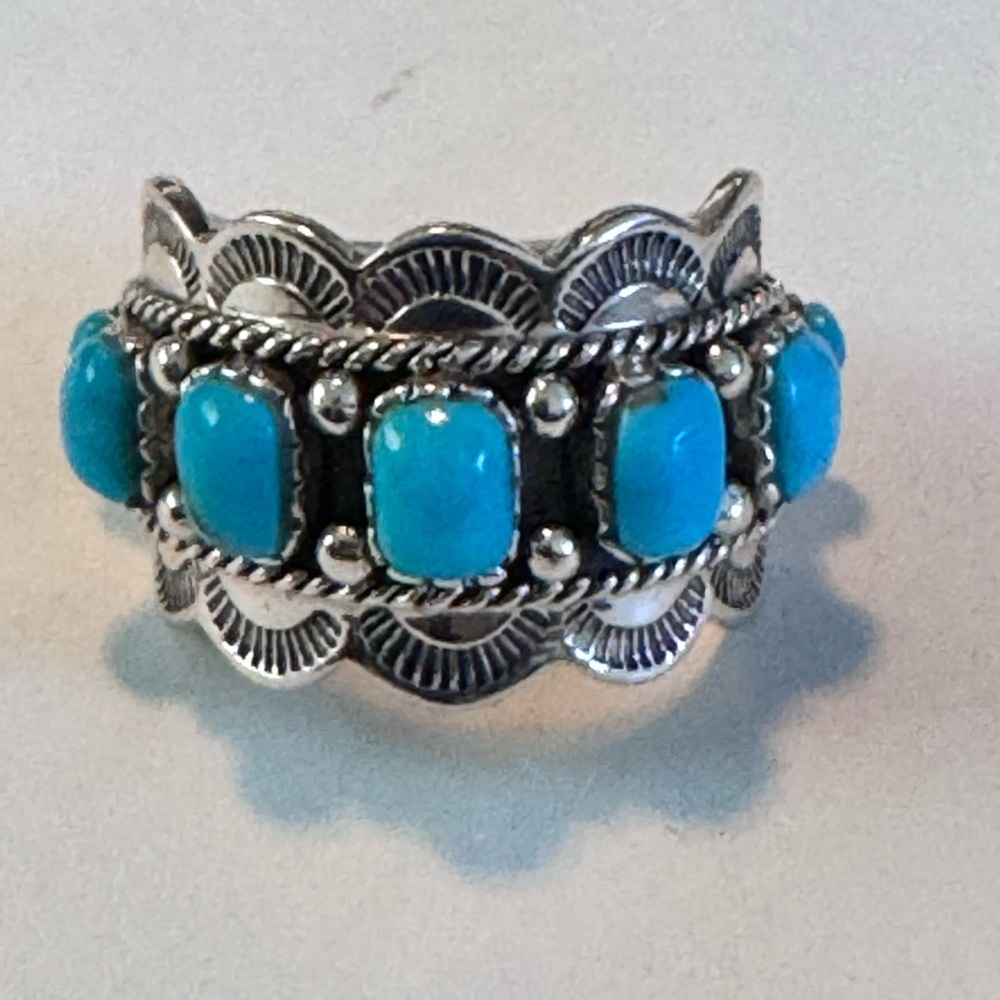 Signed NK Sterling Silver and Turquoise Ring